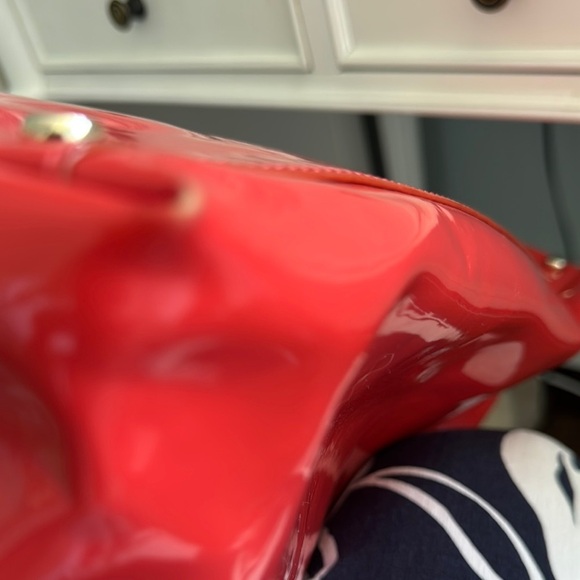 Vintage Kate Spade Orange and Gold Shoulder Bag with Glossy Finish - Picture 10 of 16